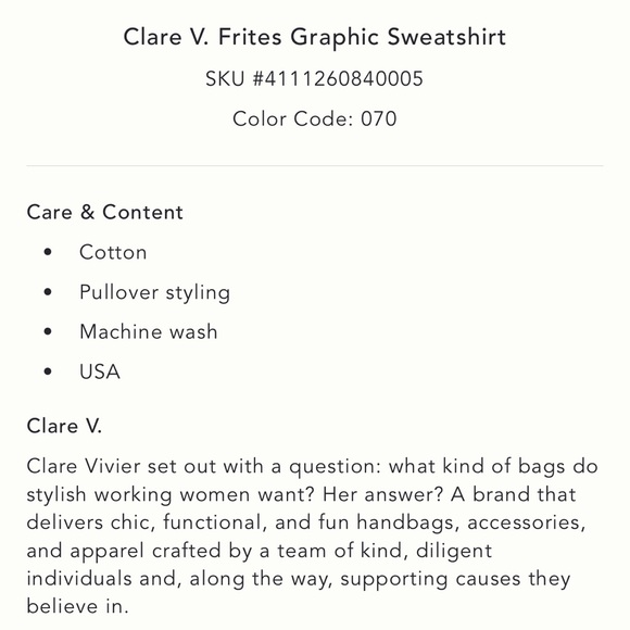 Clare V Frites Sweatshirt - Picture 4 of 8